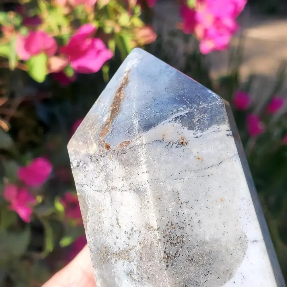 Ocean Jasper Blue Pink Druzy Sea Crystal Tower Point 508 grams